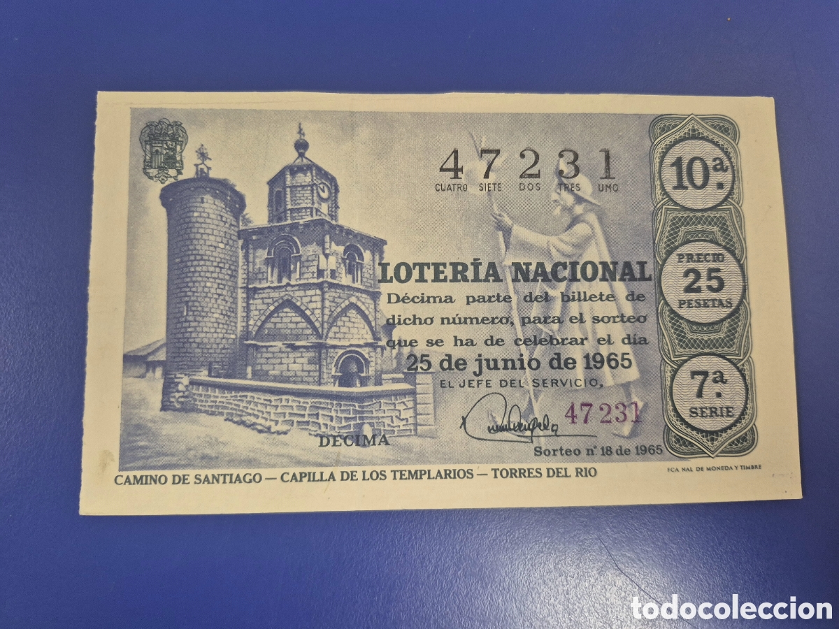 Loter&iacute;a Nacional: LOTERIA NACIONAL SORTEO 18 DE 1965 SERIE 7