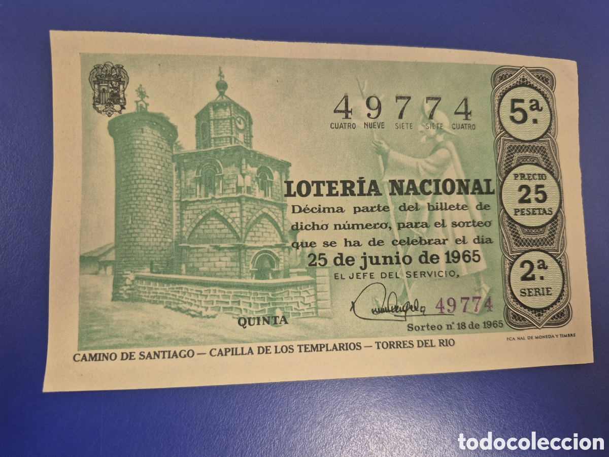 Loter&iacute;a Nacional: LOTERIA NACIONAL SORTEO 18 DE 1965 SERIE 2