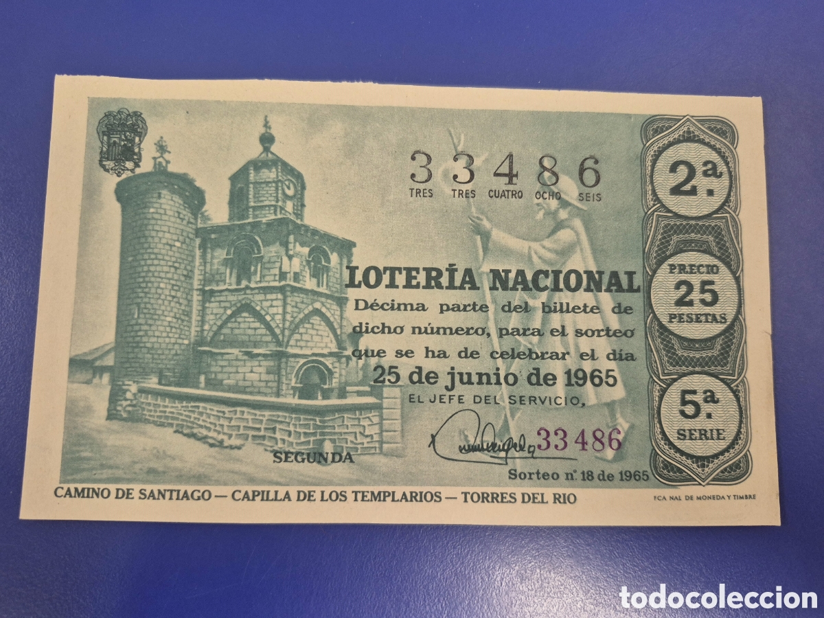 Loter&iacute;a Nacional: LOTERIA NACIONAL SORTEO 18 DE 1965 SERIE 5