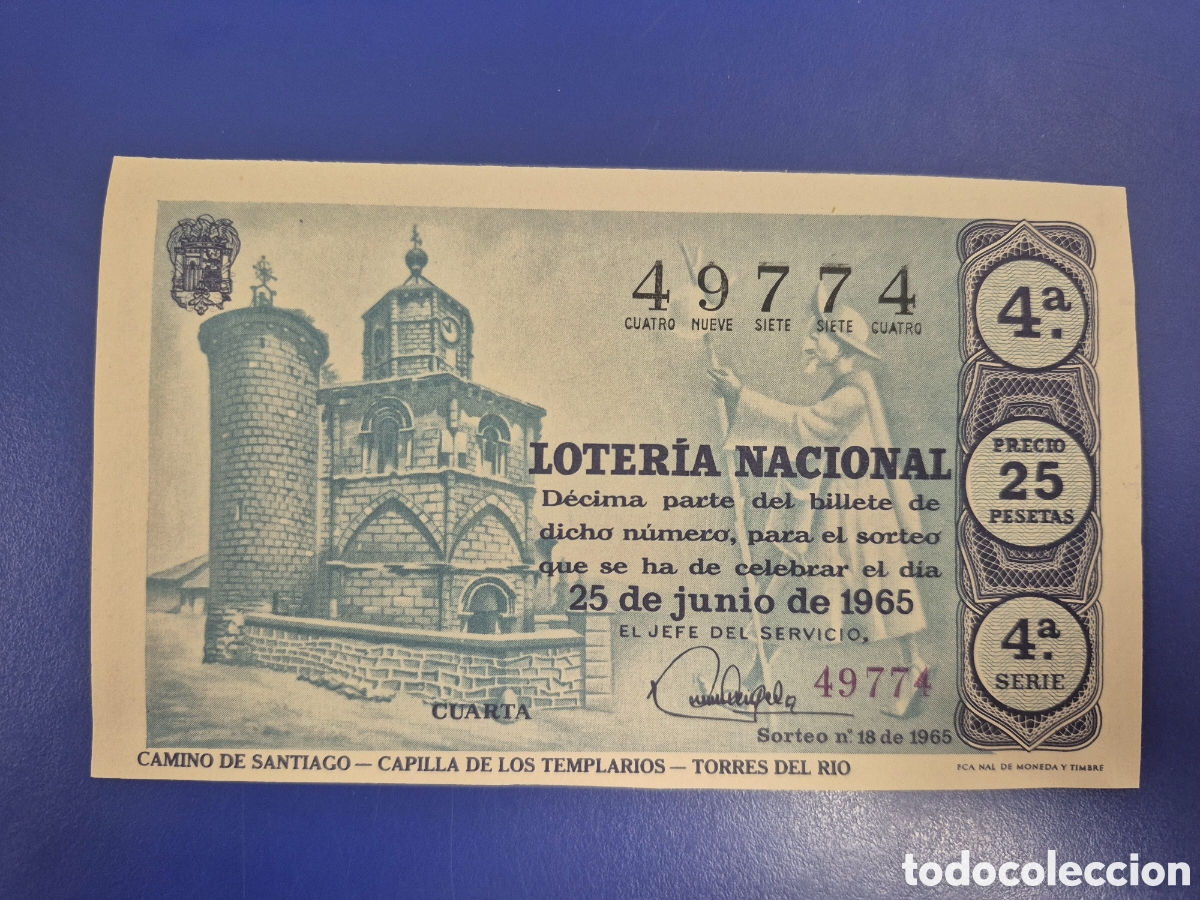 Loter&iacute;a Nacional: LOTERIA NACIONAL SORTEO 18 DE 1965 SERIE 4