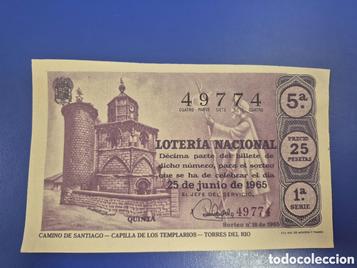 Loter&iacute;a Nacional: LOTERIA NACIONAL SORTEO 18 DE 1965 SERIE 1