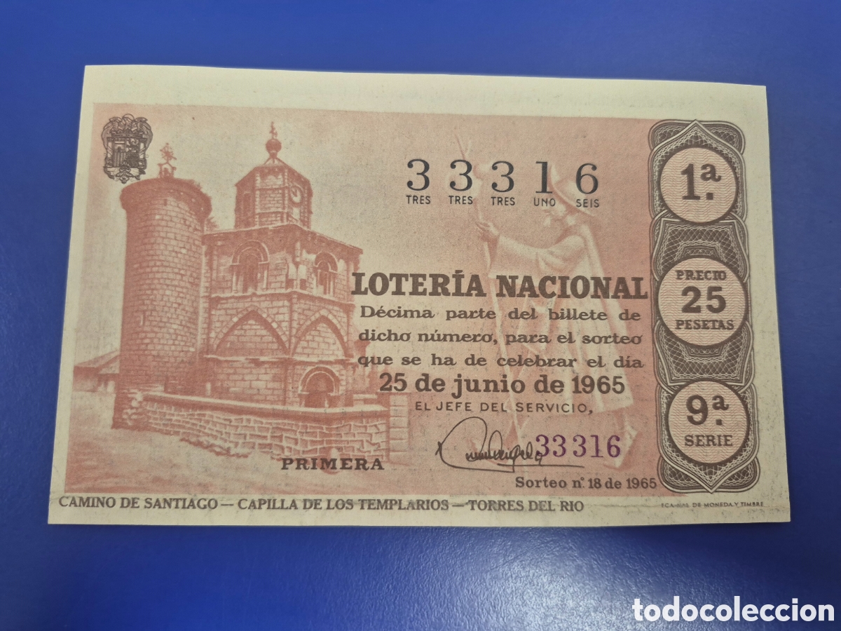 Loter&iacute;a Nacional: LOTERIA NACIONAL SORTEO 18 DE 1965 SERIE 9