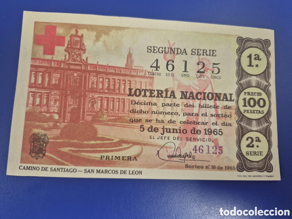Loter&iacute;a Nacional: LOTERIA NACIONAL SORTEO 16 DE 1965 CRUZ ROJA SERIE 2