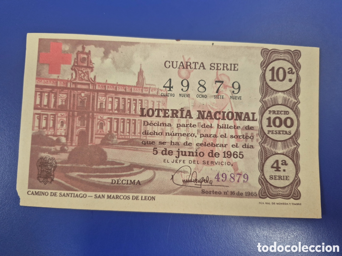 Loter&iacute;a Nacional: LOTERIA NACIONAL SORTEO 16 DE 1965 CRUZ ROJA SERIE 4
