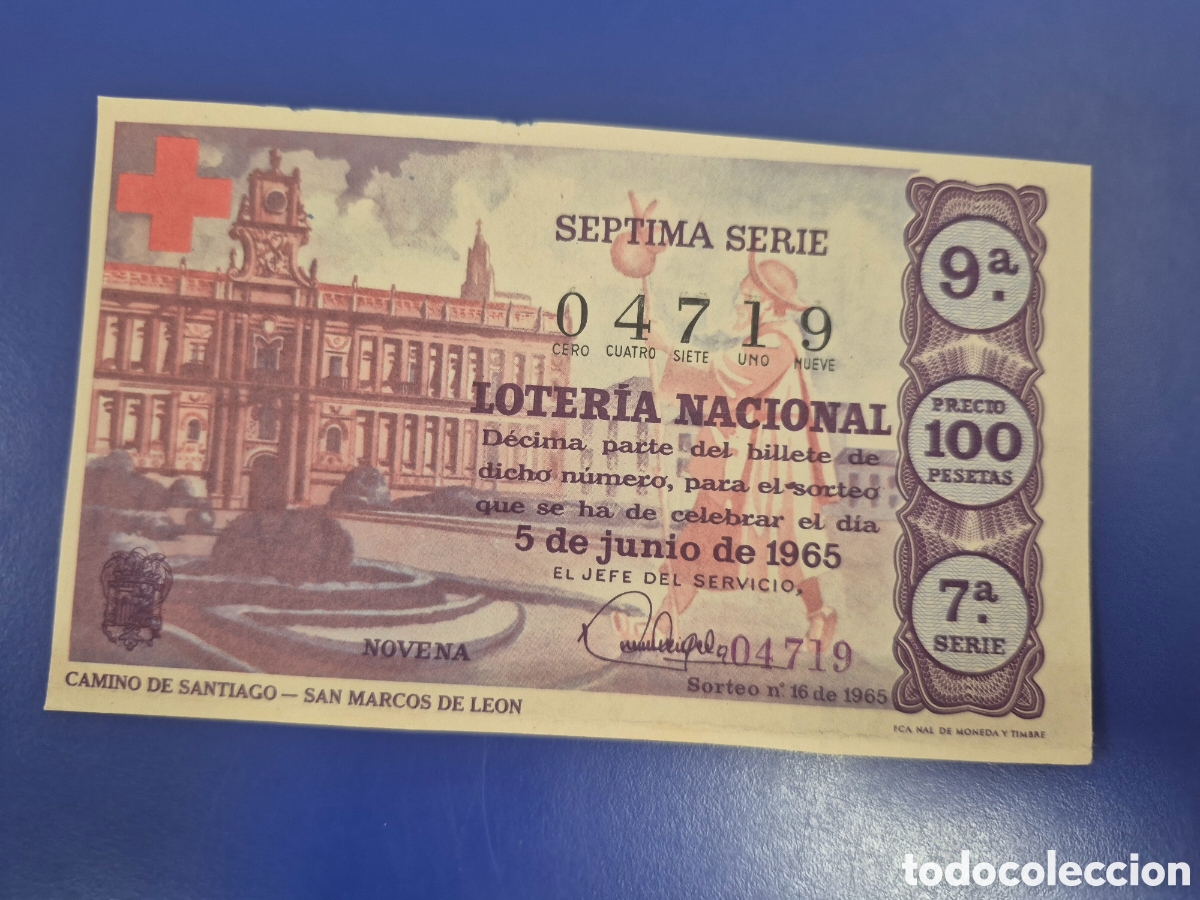 Loter&iacute;a Nacional: LOTERIA NACIONAL SORTEO 16 DE 1965 CRUZ ROJA SERIE 7