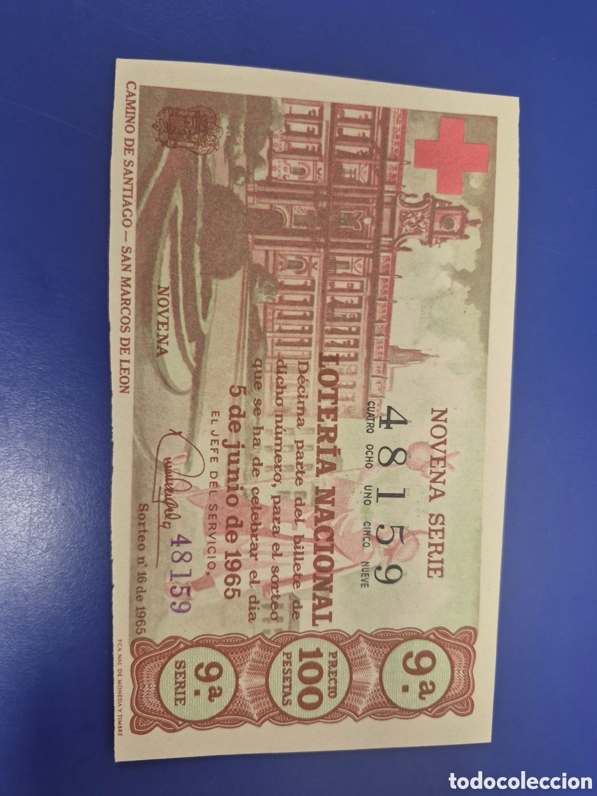 Loter&iacute;a Nacional: LOTERIA NACIONAL SORTEO 16 DE 1965 CRUZ ROJA SERIE 9
