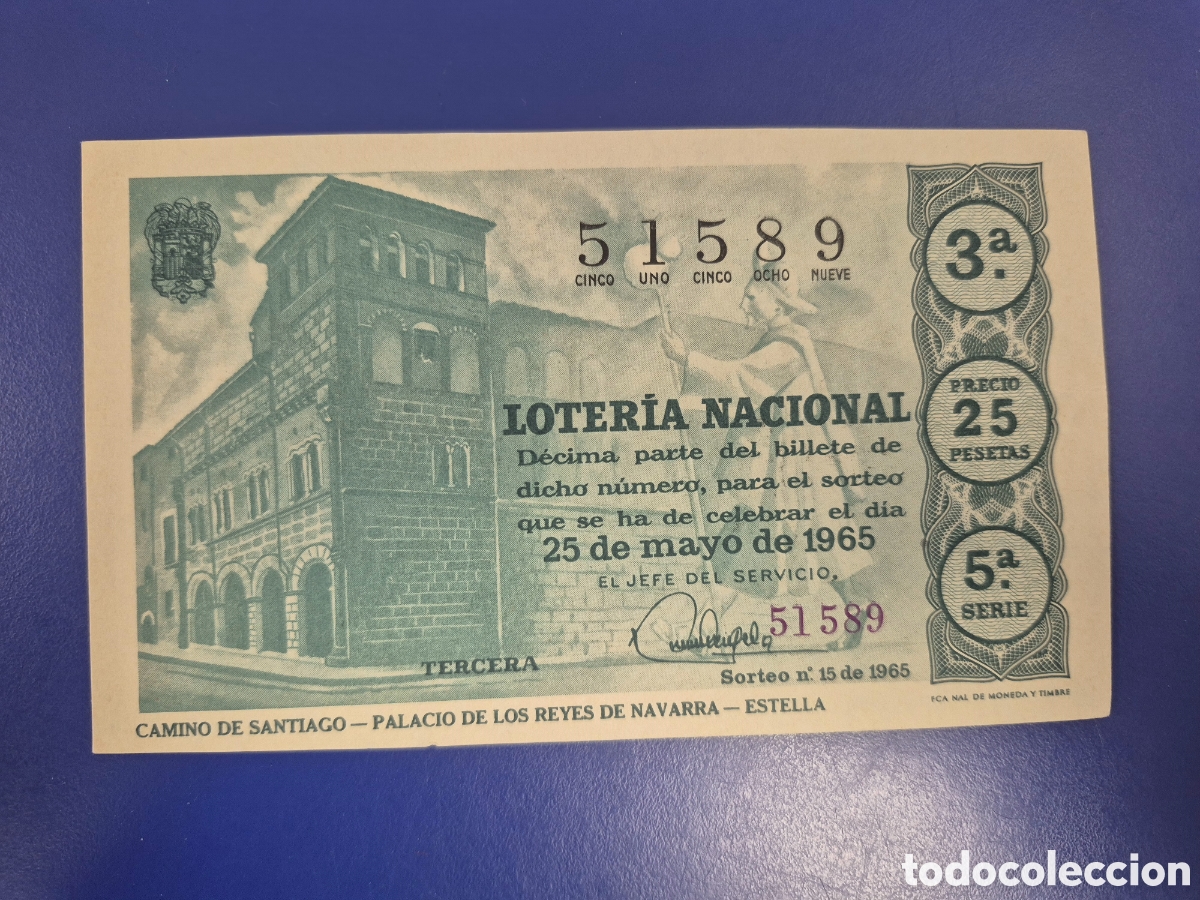 Loter&iacute;a Nacional: LOTERIA NACIONAL SORTEO 15 DE 1965 SERIE 5