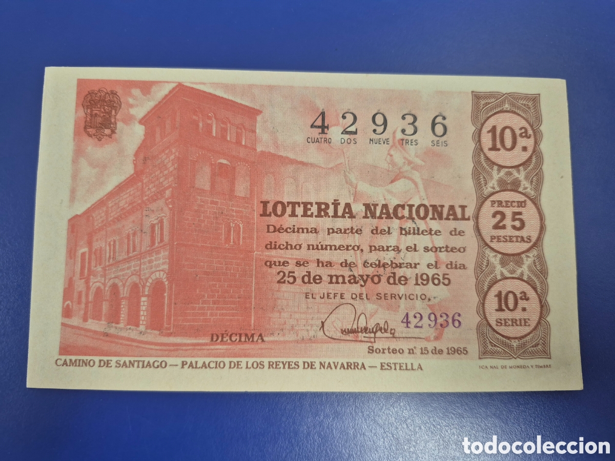 Loter&iacute;a Nacional: LOTERIA NACIONAL SORTEO 15 DE 1965 SERIE 10