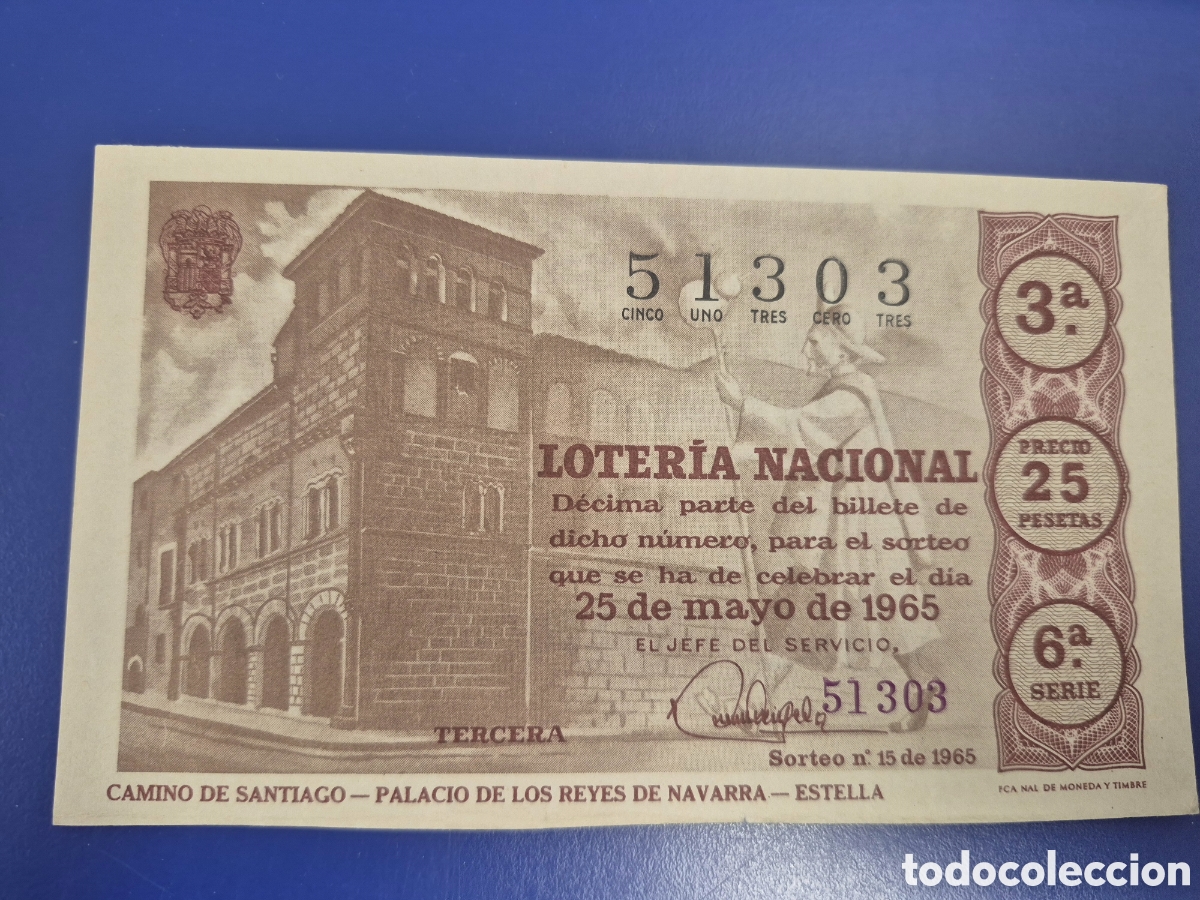 Loter&iacute;a Nacional: LOTERIA NACIONAL SORTEO 15 DE 1965 SERIE 6