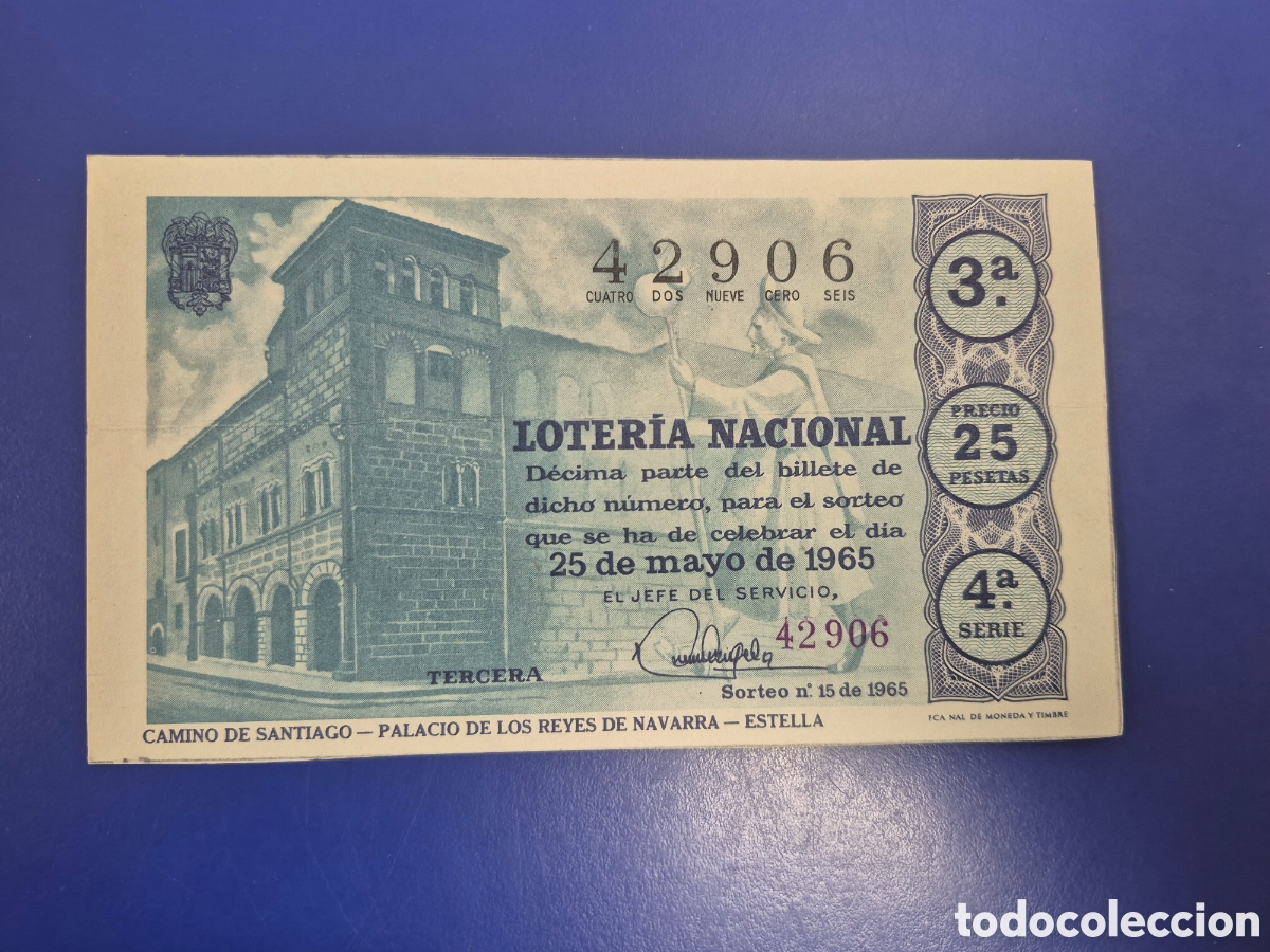 Loter&iacute;a Nacional: LOTERIA NACIONAL SORTEO 15 DE 1965 SERIE 4