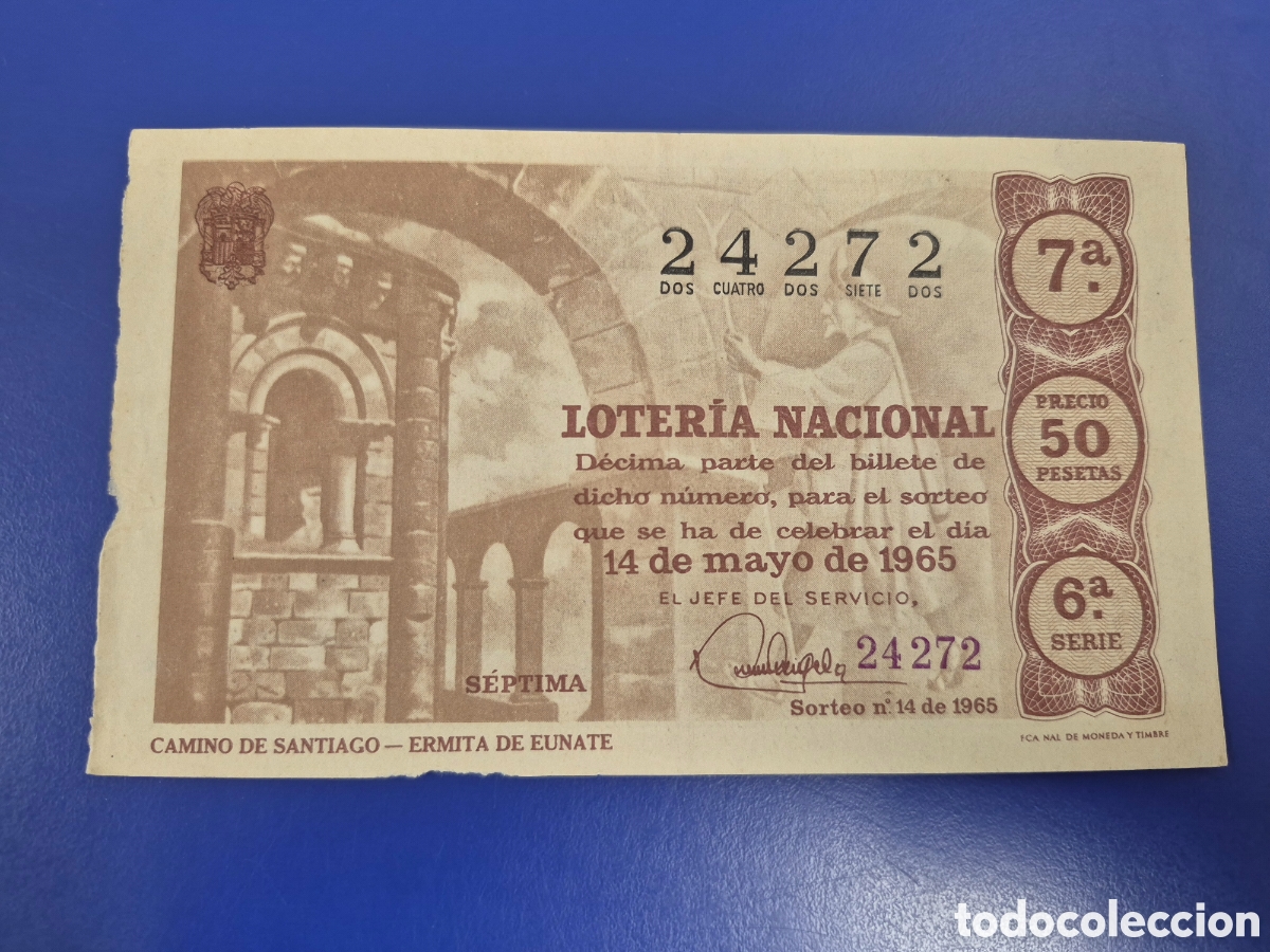 Loter&iacute;a Nacional: LOTERIA NACIONAL SORTEO 15 DE 1965 SERIE 4