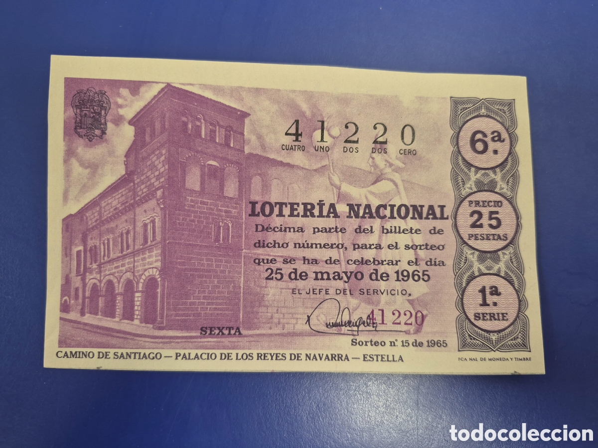 Loter&iacute;a Nacional: LOTERIA NACIONAL SORTEO 15 DE 1965 SERIE 1