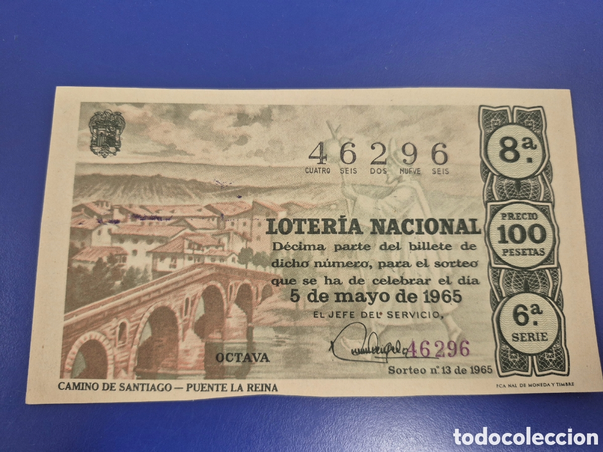 Loter&iacute;a Nacional: LOTERIA NACIONAL SORTEO 13 DE 1965 SERIE 6