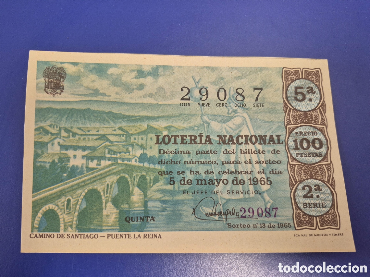 Loter&iacute;a Nacional: LOTERIA NACIONAL SORTEO 13 DE 1965 SERIE 2