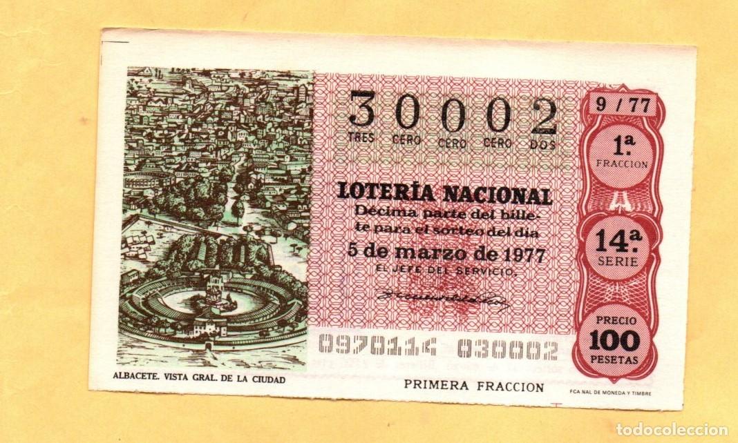 Loter&iacute;a Nacional: LOTERIA NACIONAL 1977 SORTEO 9 SERIE 14 &ordf; NUMERO 30002