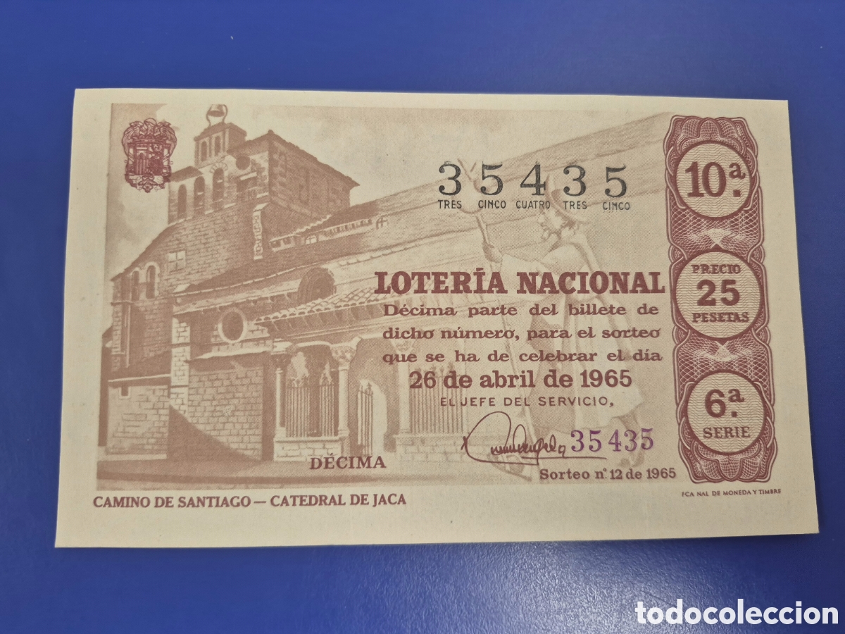 Loter&iacute;a Nacional: LOTERIA NACIONAL SORTEO 12 DE 1965 SERIE 6