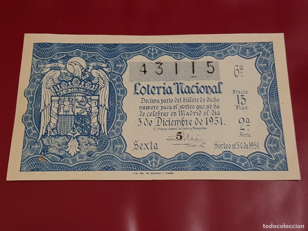 Loter&iacute;a Nacional: LOTERIA 1951 SORTEO NUMERO 34