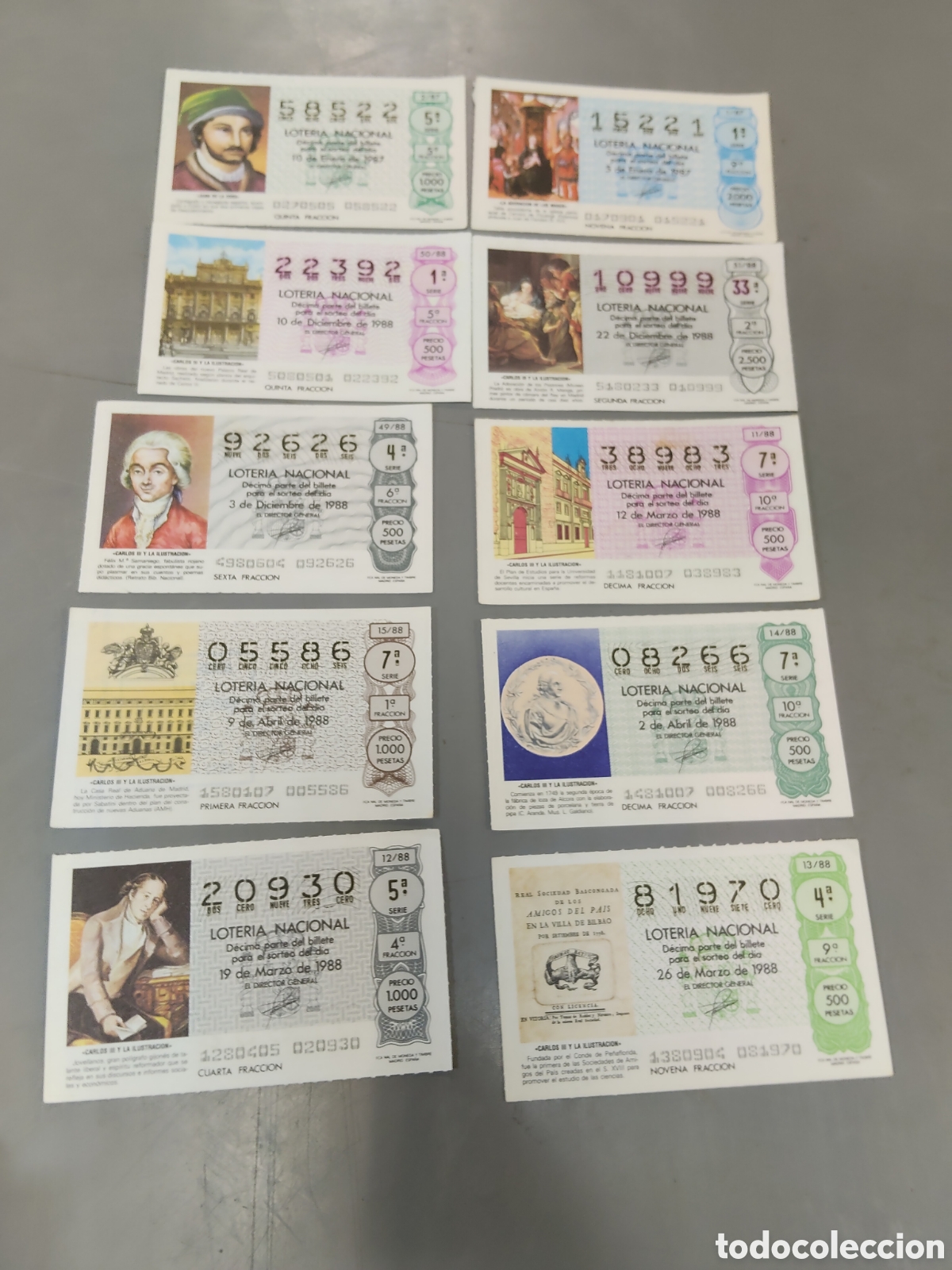 Loter&iacute;a Nacional: Lote billetes de loter&iacute;a 1988