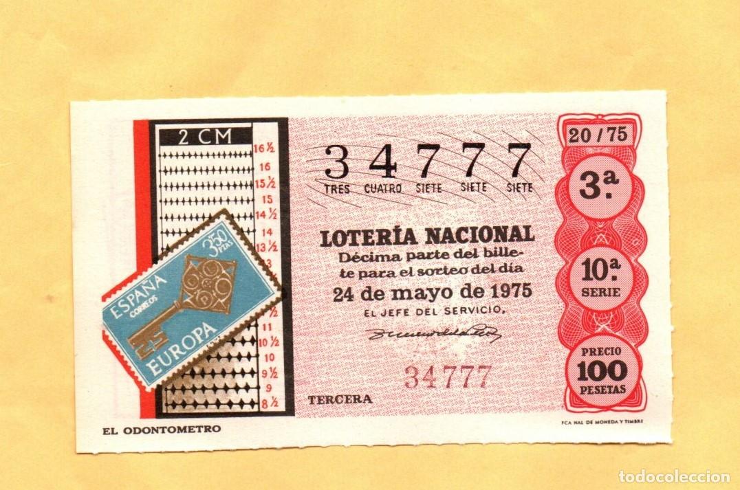 Loter&iacute;a Nacional: LOTERIA NACIONAL 1975 SORTEO 20 SERIE 10 NUMERO 34777 *