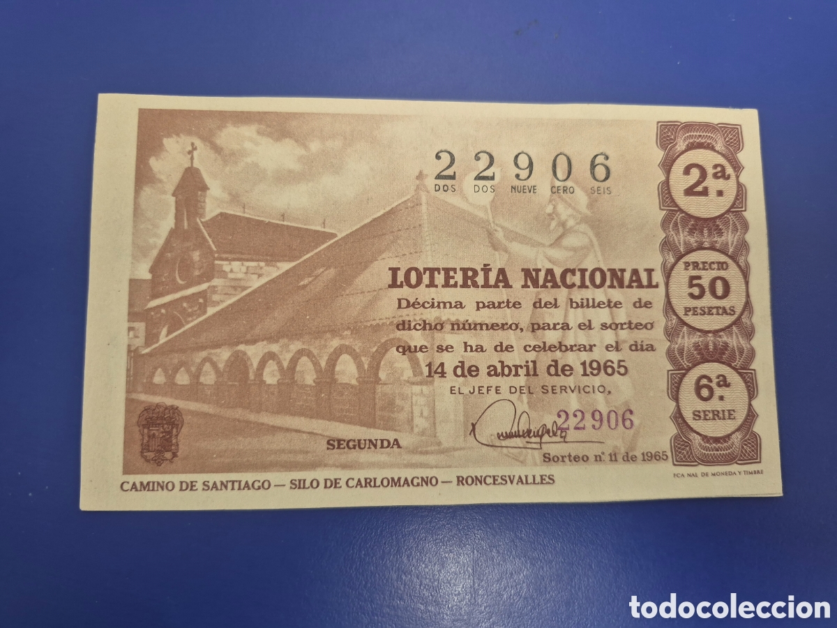Loter&iacute;a Nacional: LOTERIA NACIONAL SORTEO 11 DE 1965 SERIE 6
