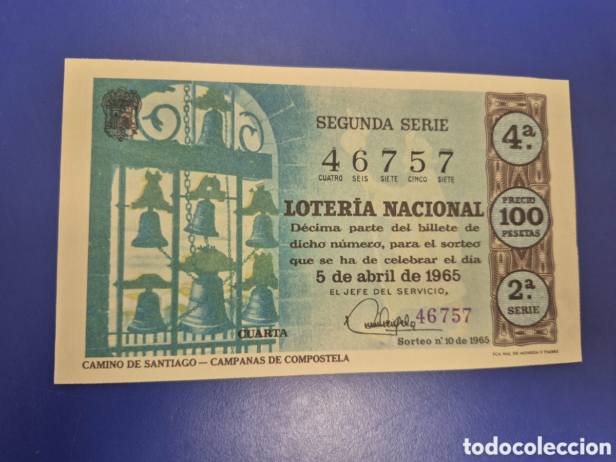 Loter&iacute;a Nacional: LOTERIA NACIONAL SORTEO 10 DE 1965 SERIE 2