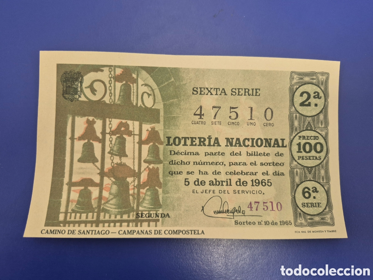 Loter&iacute;a Nacional: LOTERIA NACIONAL SORTEO 10 DE 1965 SERIE 6