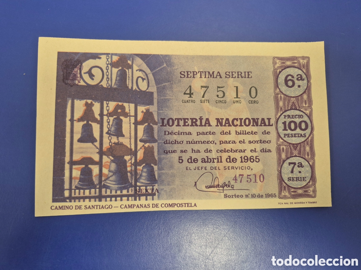 Loter&iacute;a Nacional: LOTERIA NACIONAL SORTEO 10 DE 1965 SERIE 7