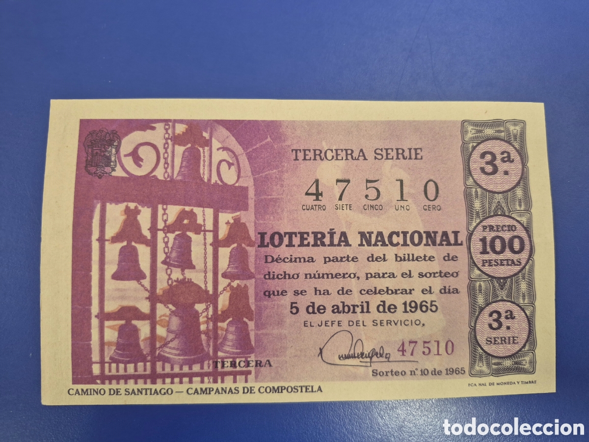 Loter&iacute;a Nacional: LOTERIA NACIONAL SORTEO 10 DE 1965 SERIE 3