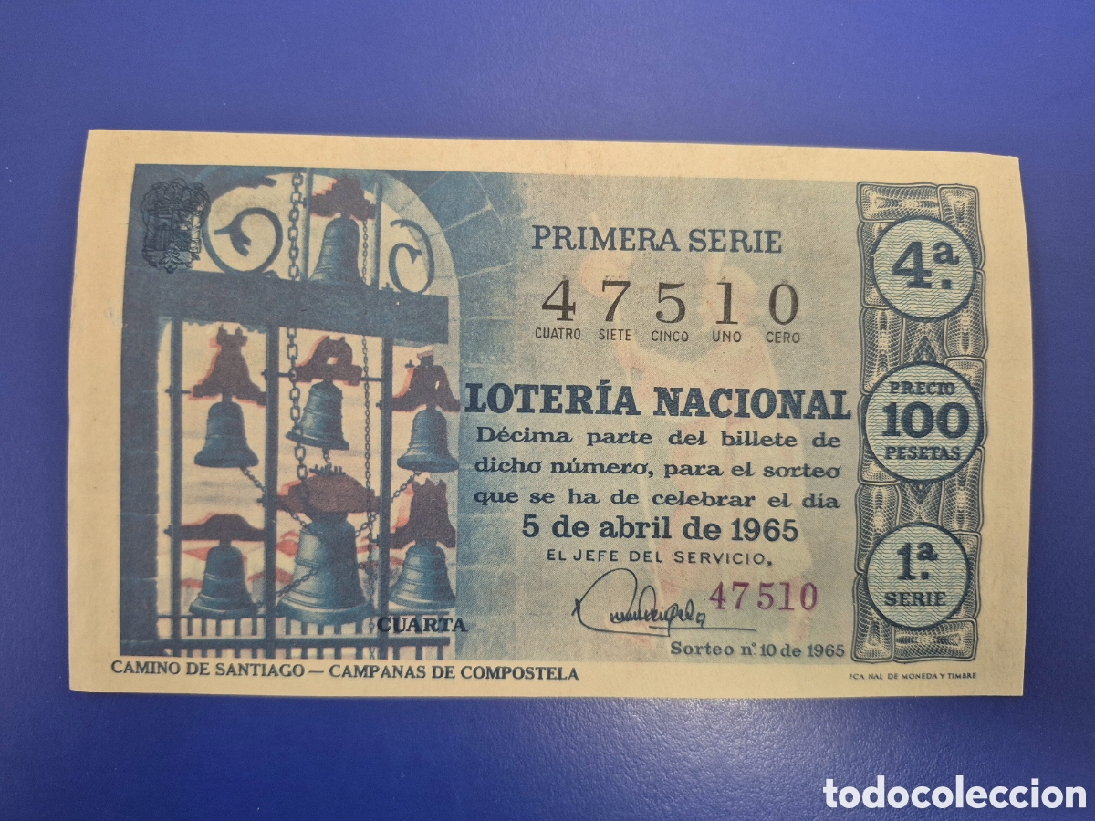 Loter&iacute;a Nacional: LOTERIA NACIONAL SORTEO 10 DE 1965 SERIE 1