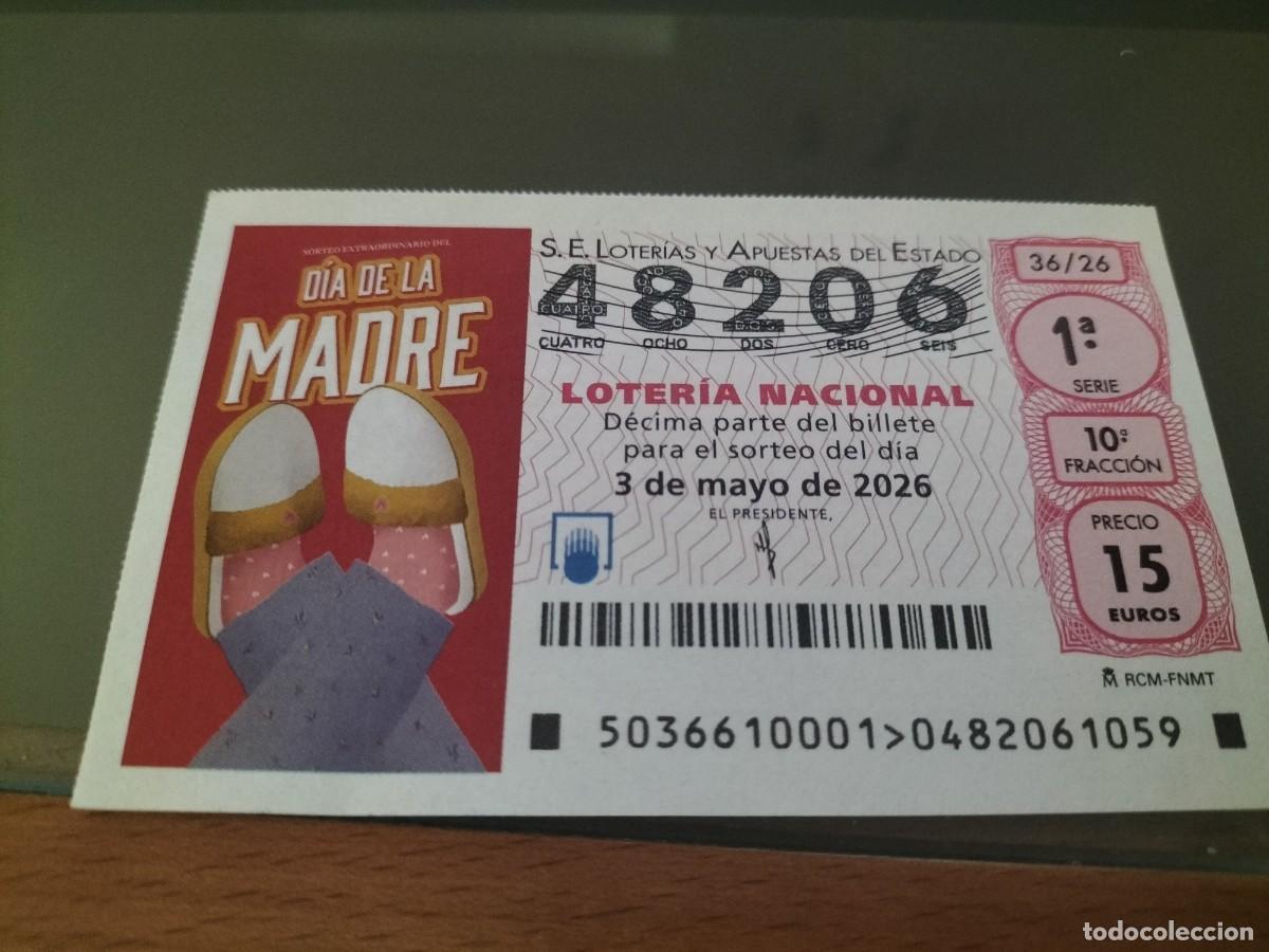 Loter&iacute;a Nacional: 1 DECIMO LOTERIA SABADO 3 MAYO 2026 36/26 DIA DE LA MADRE ( ZAPATILLAS CASA
