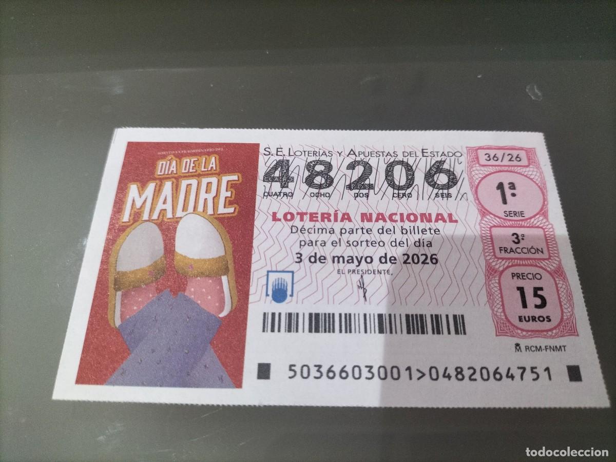 Loter&iacute;a Nacional: 1 DECIMO LOTERIA SABADO 3 MAYO 2026 36/26 DIA DE LA MADRE ( ZAPATILLAS DE CASA