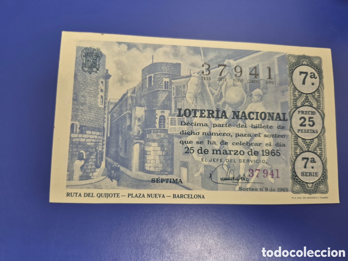 Loter&iacute;a Nacional: LOTERIA NACIONAL SORTEO 9 DE 1965 SORTEO 7