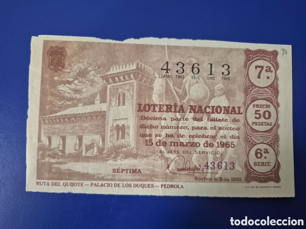 Loter&iacute;a Nacional: LOTERIA NACIONAL SORTEO 8 DE 1965 SORTEO 6