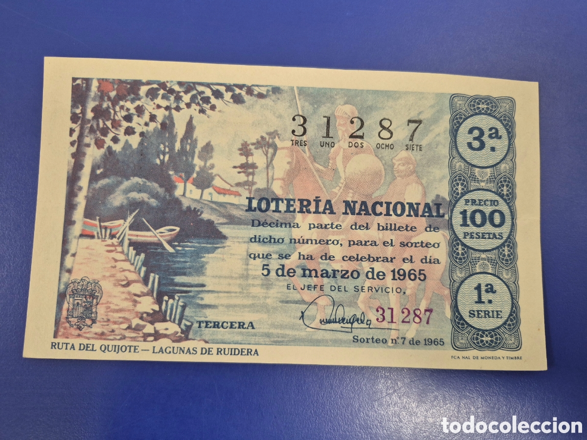 Loter&iacute;a Nacional: LOTERIA NACIONAL SORTEO 7 DE 1965 SORTEO 1