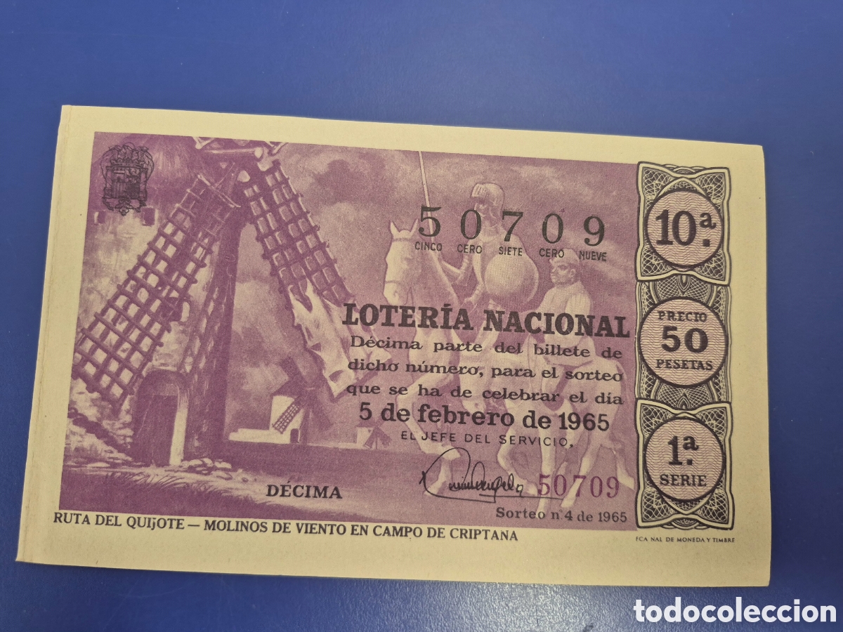 Loter&iacute;a Nacional: LOTERIA NACIONAL SORTEO 4 DE 1965 SERIE 1