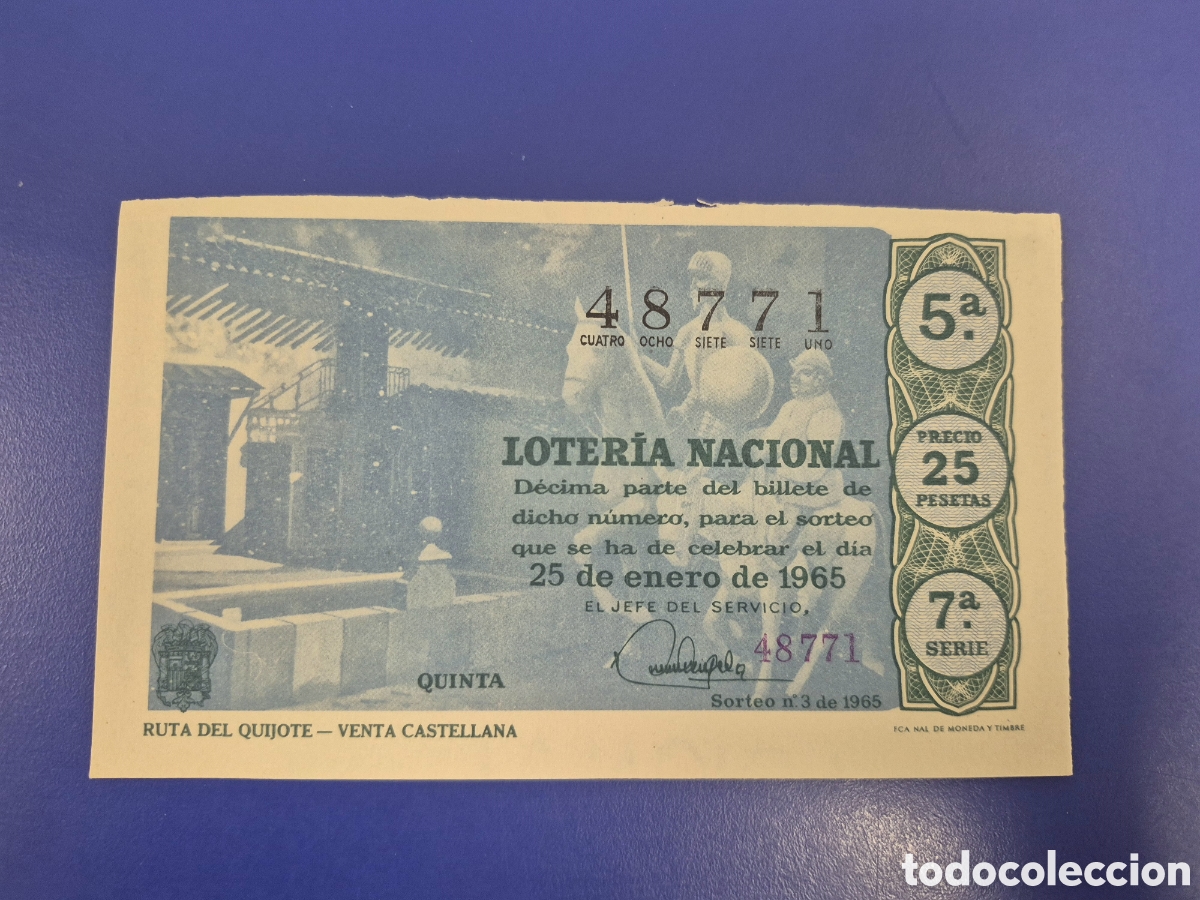 Loter&iacute;a Nacional: LOTERIA NACIONAL SORTEO 3 DE 1965 SERIE 7