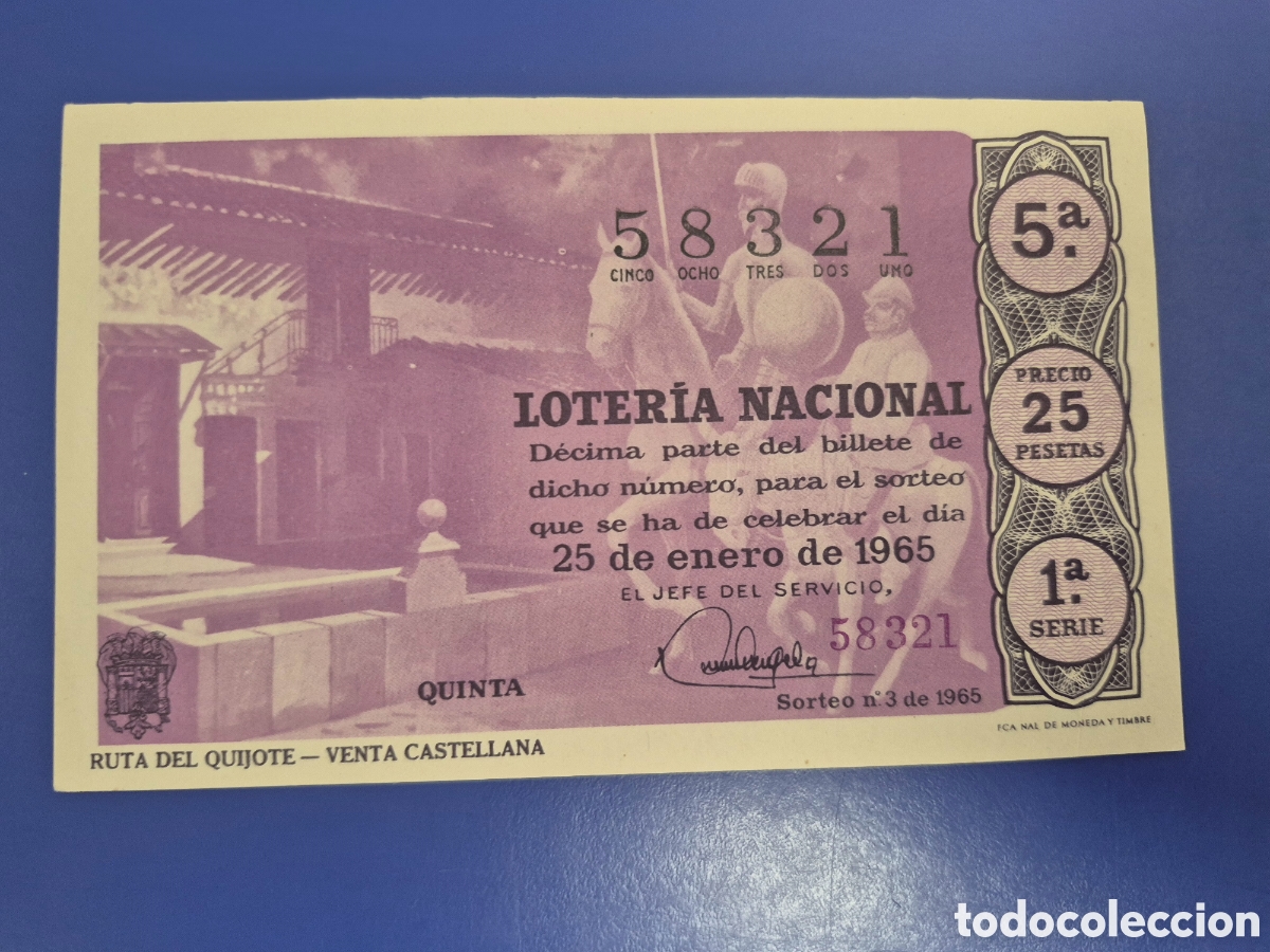 Loter&iacute;a Nacional: LOTERIA NACIONAL SORTEO 3 DE 1965 SERIE 6