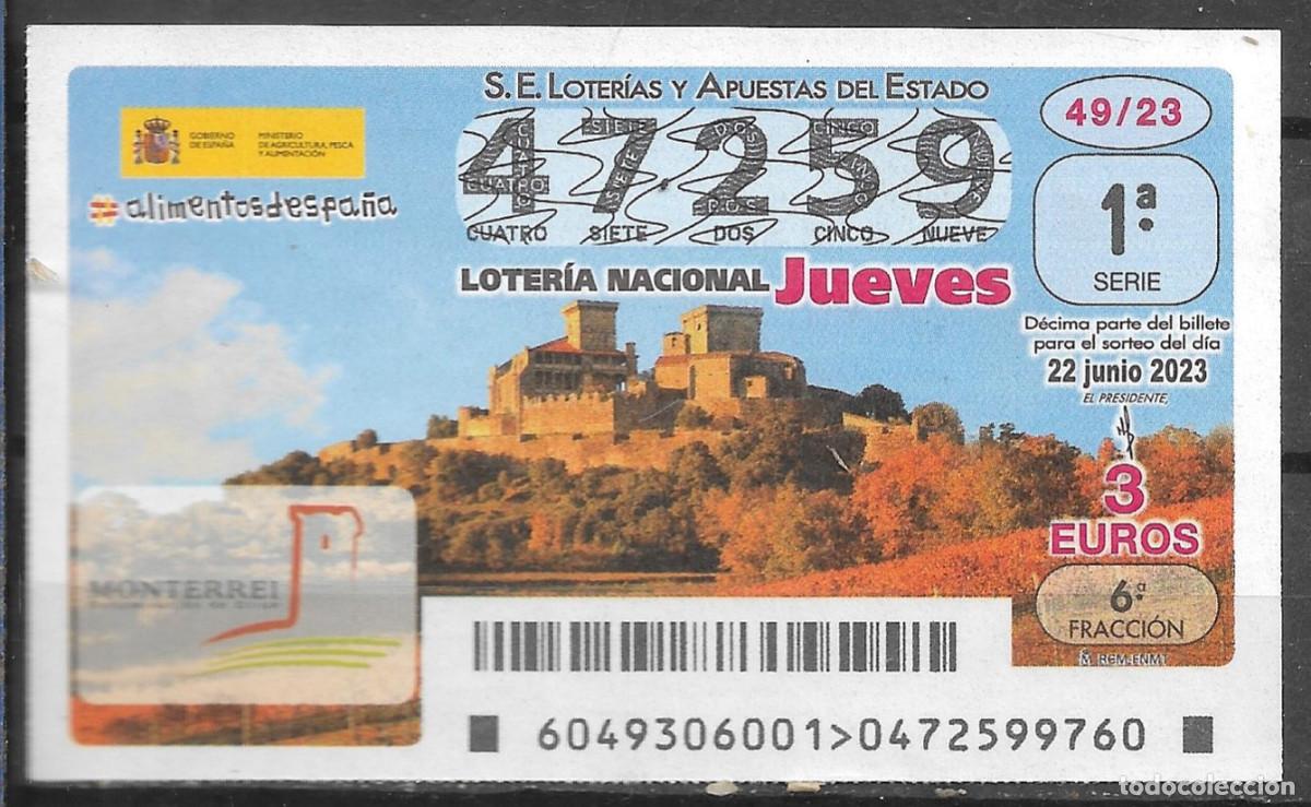 Loter&iacute;a Nacional: LOTERIA DEL JUEVES,22/06/2023.