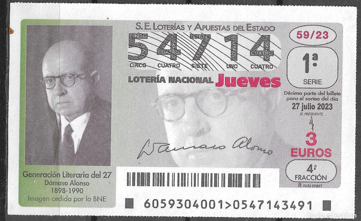 Loter&iacute;a Nacional: LOTERIA DEL JUEVES,27/07/2023.