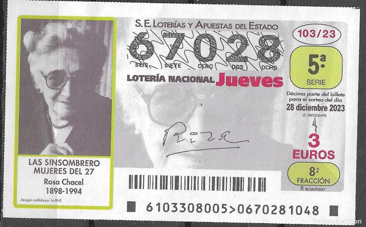 Loter&iacute;a Nacional: LOTERIA DEL JUEVES,28/12/2023.