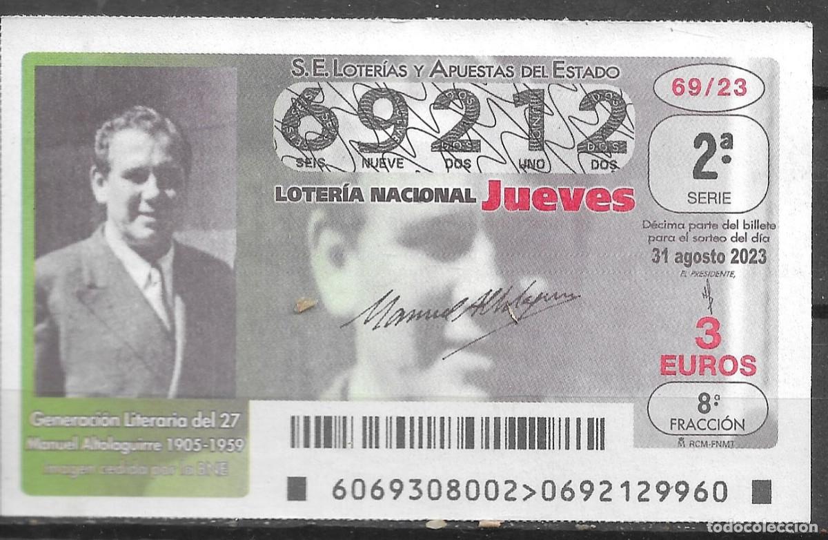 Loter&iacute;a Nacional: LOTERIA DEL JUEVES,31/08/2023.