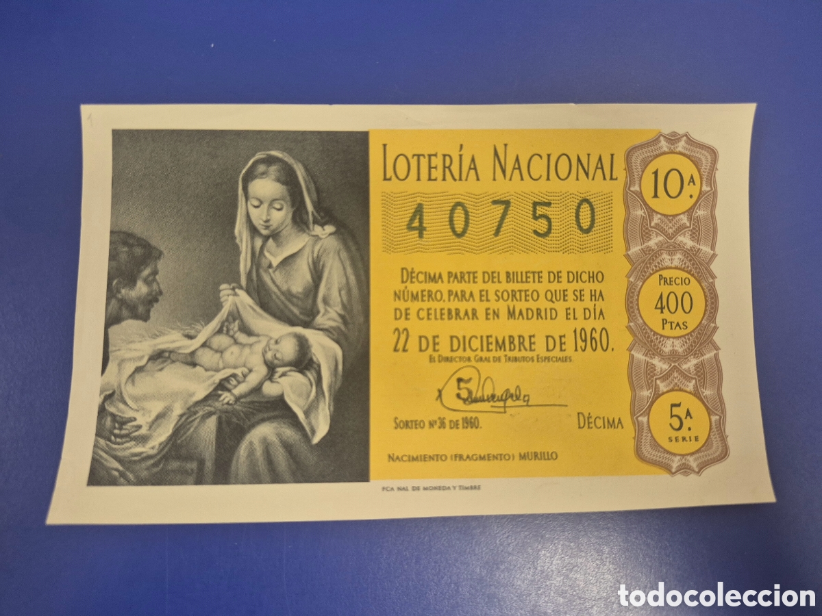 Loter&iacute;a Nacional: LOTERIA NACIONAL SORTEO 36 DE 1960 NAVIDAD SERIE 5