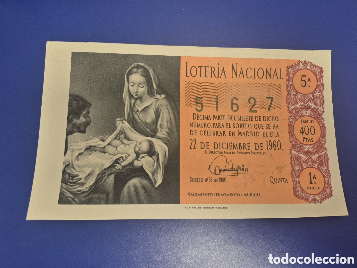 Loter&iacute;a Nacional: LOTERIA NACIONAL SORTEO 36 DE 1960 SERIE 1