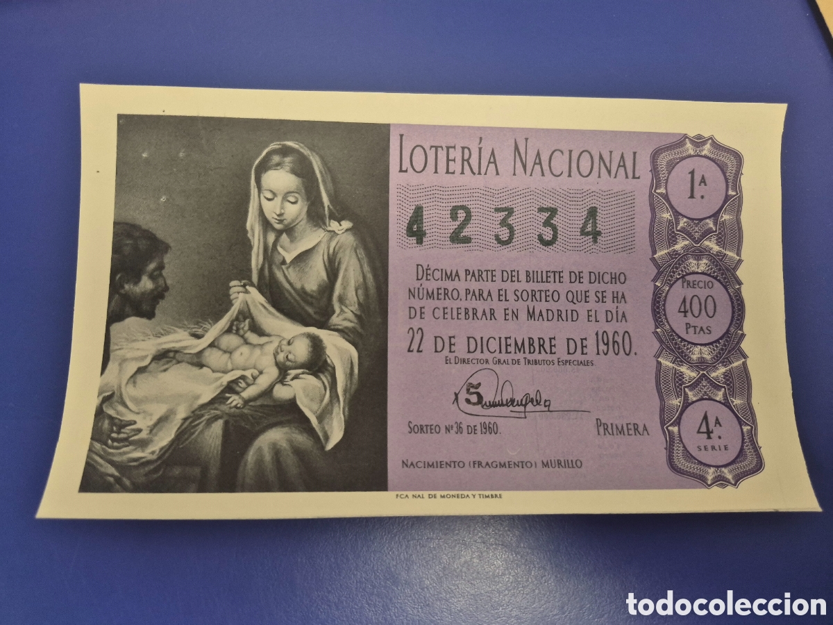 Loter&iacute;a Nacional: LOTERIA NACIONAL SORTEO 36 DE 1960 NAVIDAD SERIE 4