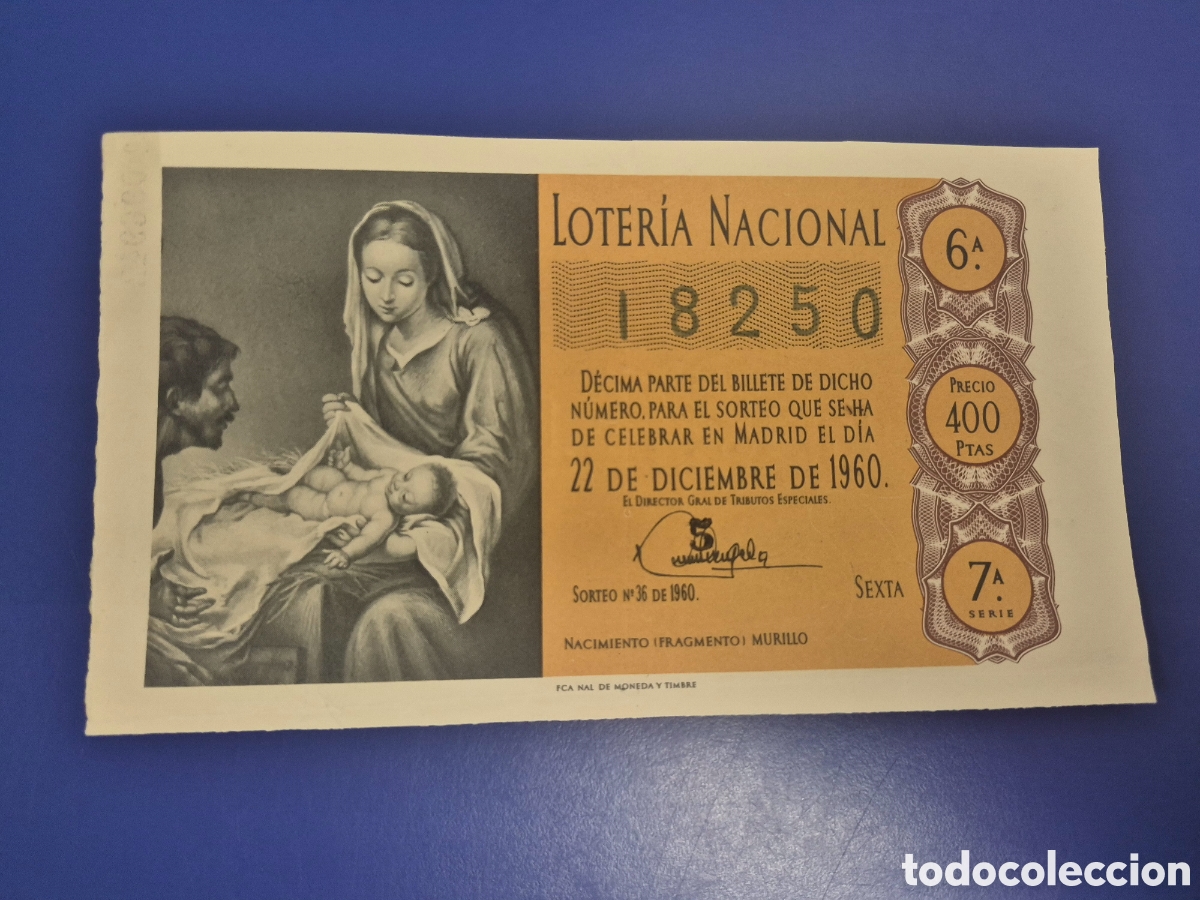 Loter&iacute;a Nacional: LOTERIA NACIONAL SORTEO 36 DE 1960 NAVIDAD SERIE 7
