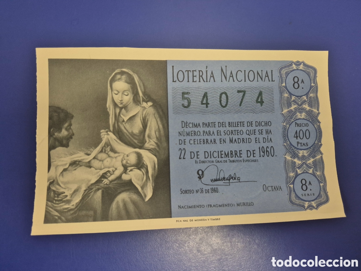 Loter&iacute;a Nacional: LOTERIA NACIONAL SORTEO 36 DE 1960 NAVIDAD SERIE 8