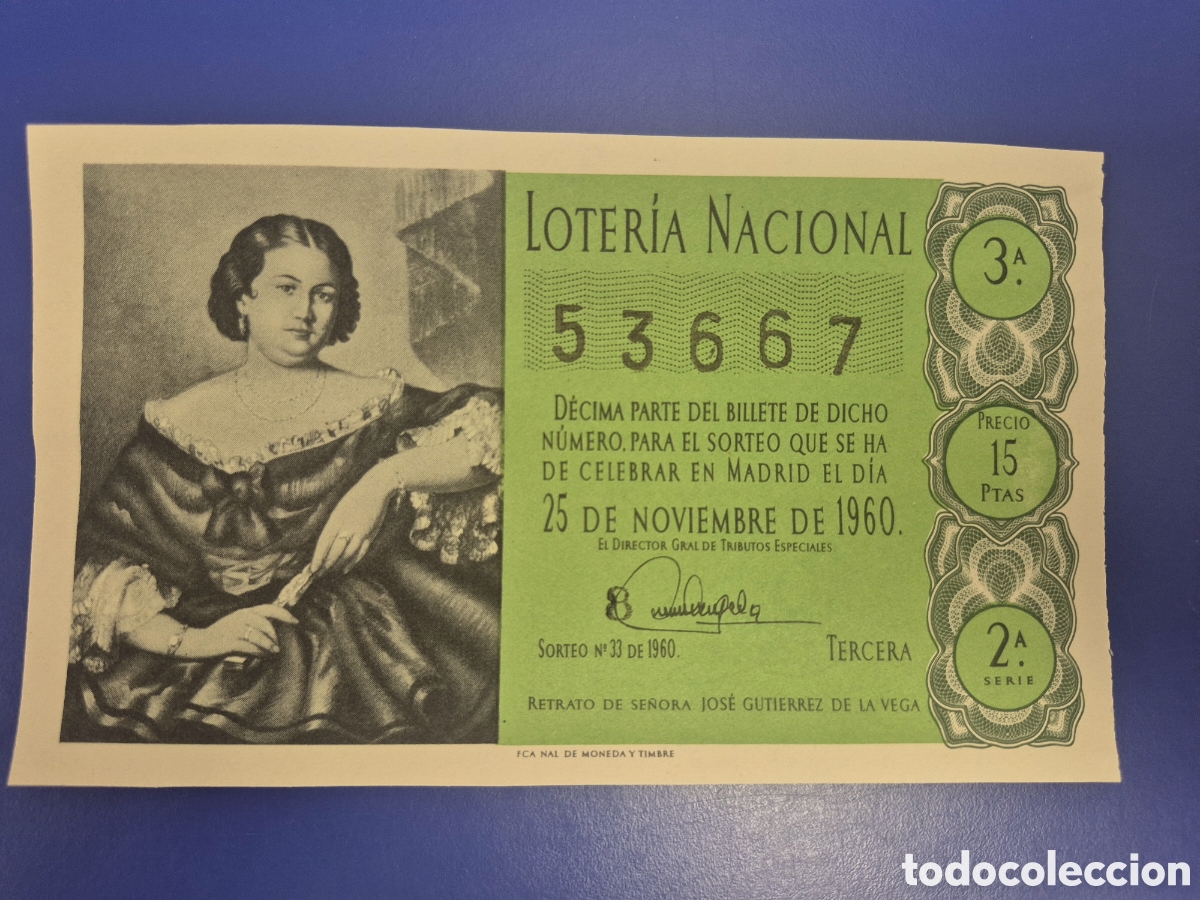 Loter&iacute;a Nacional: LOTERIA NACIONAL SORTEO 33 DE 1960 SERIE 2