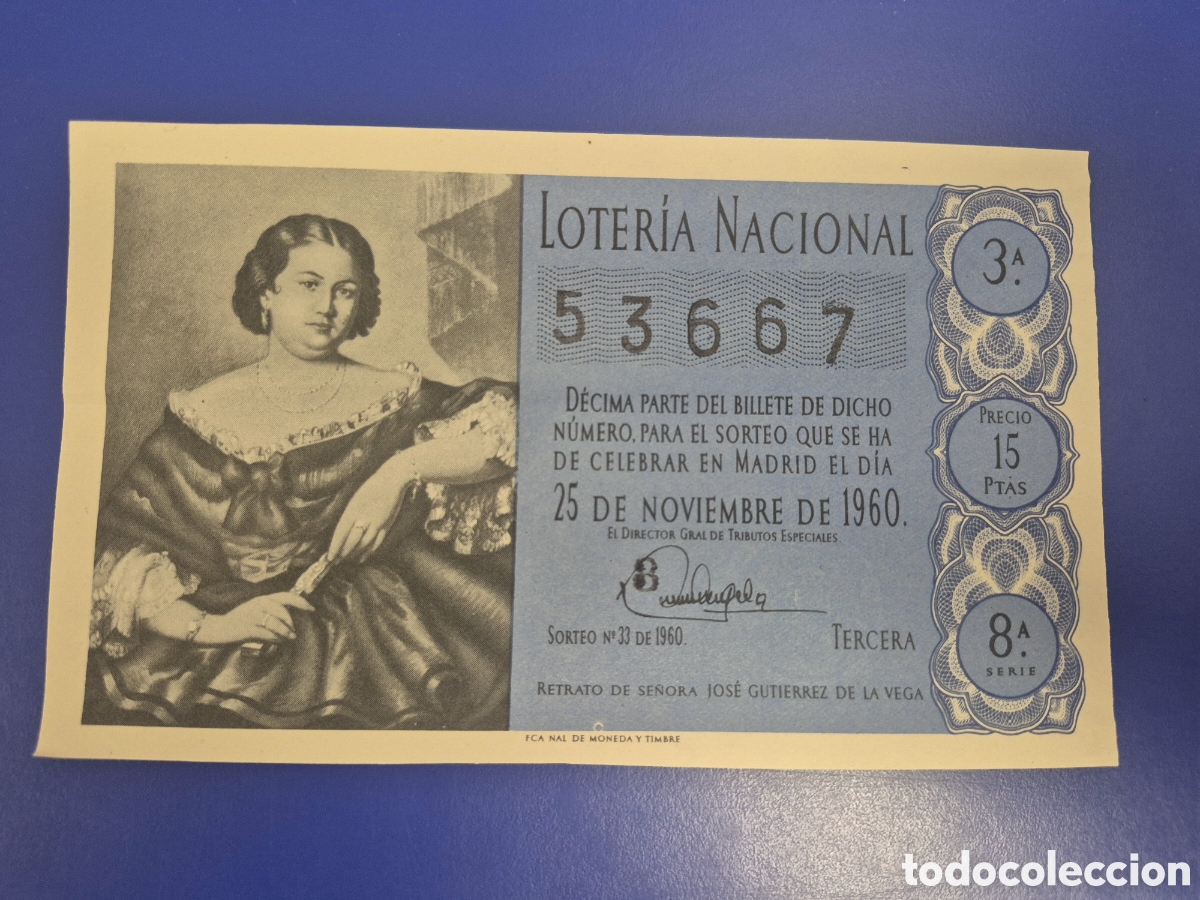 Loter&iacute;a Nacional: LOTERIA NACIONAL SORTEO 33 DE 1960 SERIE 8