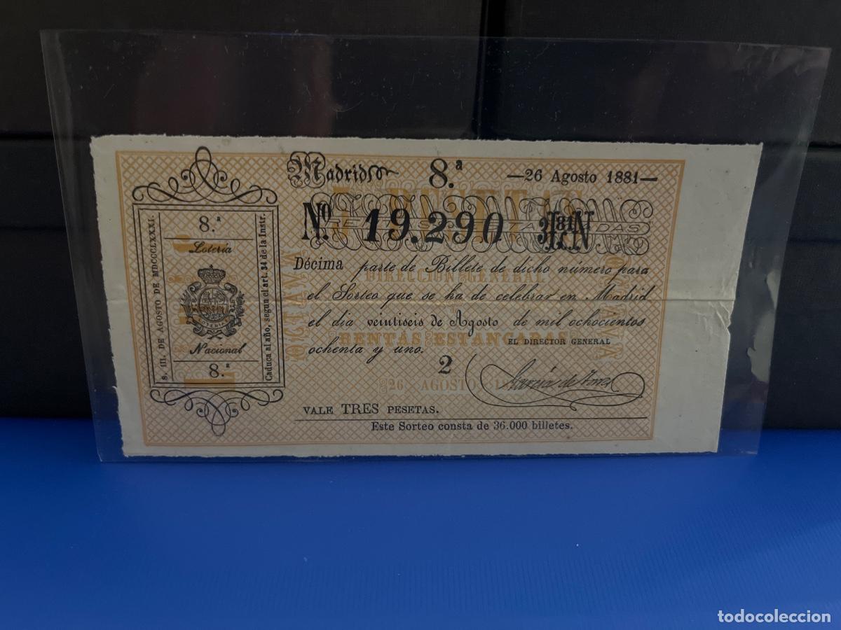 Loter&iacute;a Nacional: D&eacute;cimo de loter&iacute;a 1881