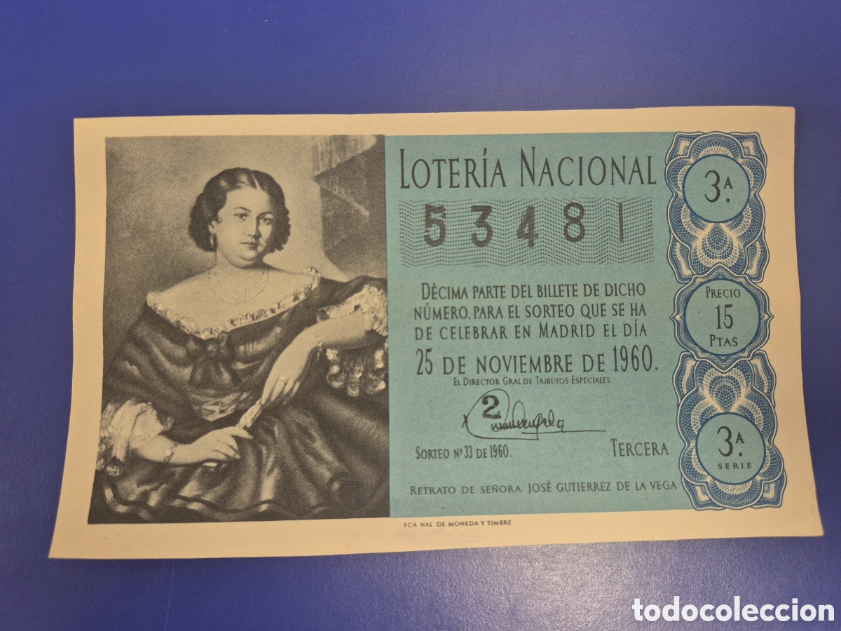 Loter&iacute;a Nacional: LOTERIA NACIONAL SORTEO 33 DE 1960 SERIE 3